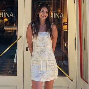 Olivaceous White and Cream Mini Dress